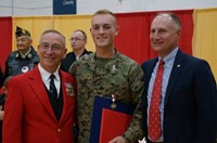 Cadet Captain Brian Dunn receives the Legion of Valor JROTC Medal (2017-2018)